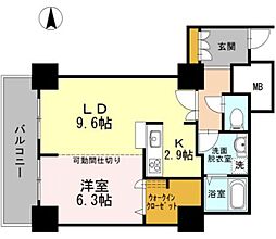 品川シーサイドビュータワー1 1LDKの間取図画像
