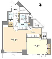 ドゥーエ西麻布2 1LDKの間取図画像