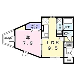 ヴァンベェール27 1LDKの間取図画像