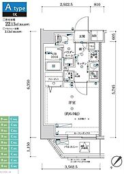 SQUARECITYカワグチナミキ 1Kの間取図画像