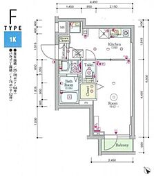 SKYCOURTPALACE蒲田2 1Kの間取図画像