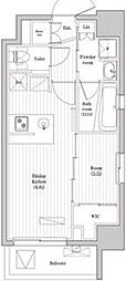 アジールコート蒲田 1DKの間取図画像