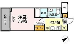 EastSideResidence 1Kの間取図画像