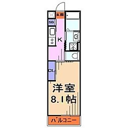 ADハウス 3階1Kの間取り