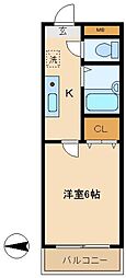 カペラII 3階1Kの間取り