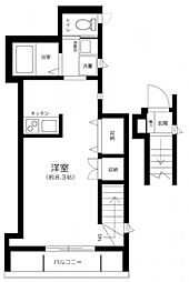 エトワール四谷 2階1Kの間取り