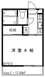 サニーハウスA 1Kの間取図画像