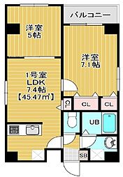Bloom錦糸町 901 9階2LDKの間取り