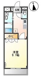 ペティハウス弐番館 1Kの間取図画像