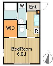 コーポさるいだ 2階1Kの間取り