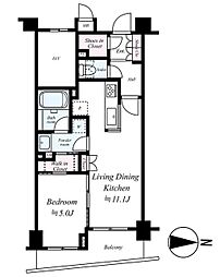 ラ・アトレ中板橋II 2階1LDKの間取り