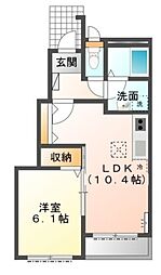アモーレ鎌ヶ谷大仏 1階1LDKの間取り