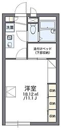 レオパレスラフィネII 2階1Kの間取り