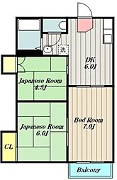 メゾンドールKOSHIO 3DKの間取図画像