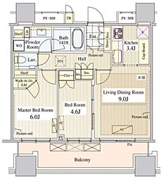 パークコート千代田富士見ザタワー 2LDKの間取図画像