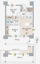 オーキッドレジデンス森下 9階2DKの間取り