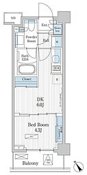 パークアクシス門前仲町テラス 1DKの間取図画像