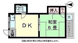 コーポ尾張屋 2階1DKの間取り