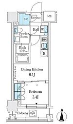 J.GRANCourt品川西大井EAST 1DKの間取図画像