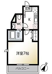 MQuatro湘南海岸公園2 1Kの間取図画像