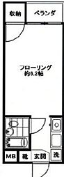 パーソネージュ目黒不動前 2階1Kの間取り