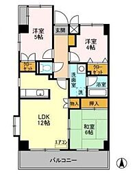 グランディス新八柱 3LDKの間取図画像