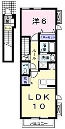 デフィ熊川 1LDKの間取図画像