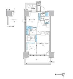 ルフォンプログレ門前仲町プレミア 10階2LDKの間取り