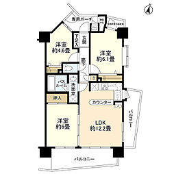 ライオンズステージ麻布 3LDKの間取図画像