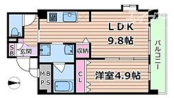 スプランティッド茨木天王 1LDKの間取図画像