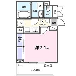 リビオコート 2階1Kの間取り