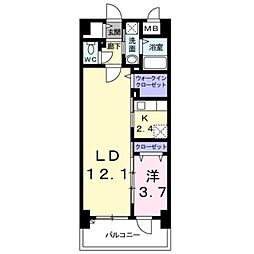 グリンデルヴァルト 6階1LDKの間取り