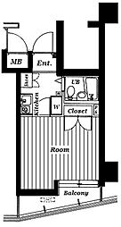 ガーラ武蔵小杉 5階1Kの間取り