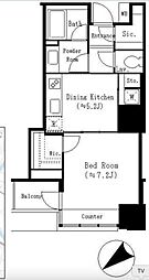 グランドターミナルタワー本八幡 1DKの間取図画像