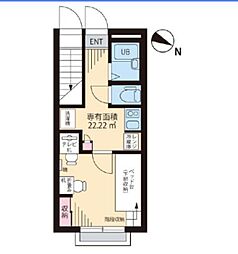 カーサロイヤル福生 1階1Kの間取り