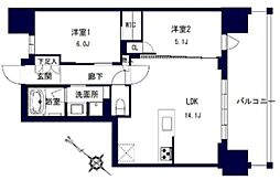千葉市中央区問屋町マンション 2LDKの間取図画像