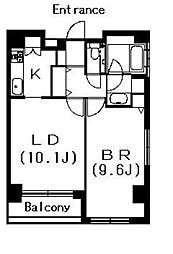 ヒルコート千駄木 1LDKの間取図画像