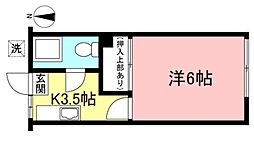 東松原ハイツ 1Kの間取図画像