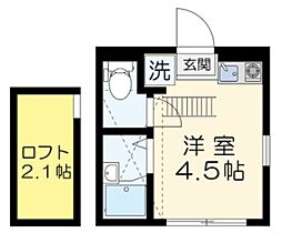 マーベラス国分寺東恋ヶ窪II 2階ワンルームの間取り