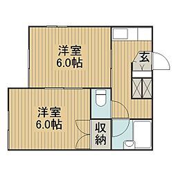 サニーヴィラB 2DKの間取図画像