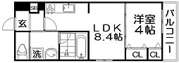 Gracias Court樟葉North 1LDKの間取図画像