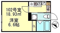 CK四ツ木 1階1Kの間取り