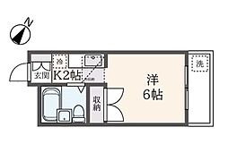 シティーハイツ堀之内 1Kの間取図画像