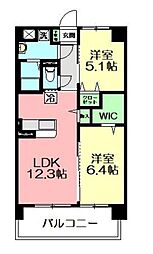 シャルール・ドゥース 2LDKの間取図画像
