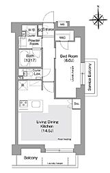 コンフォリア・リヴ文京護国寺 3階1LDKの間取り
