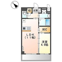 ルボヌールドゥ三国ヶ丘 1LDKの間取図画像