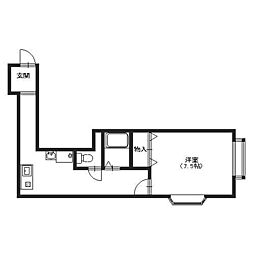 サンガーデン駅南 2階1Kの間取り