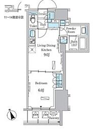 パークアクシズ浅草レジデンス 1LDKの間取図画像
