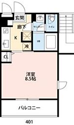 福生セイワレジデンス 4階1Kの間取り