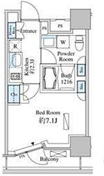 ベルファース芝浦タワー 14階1Kの間取り